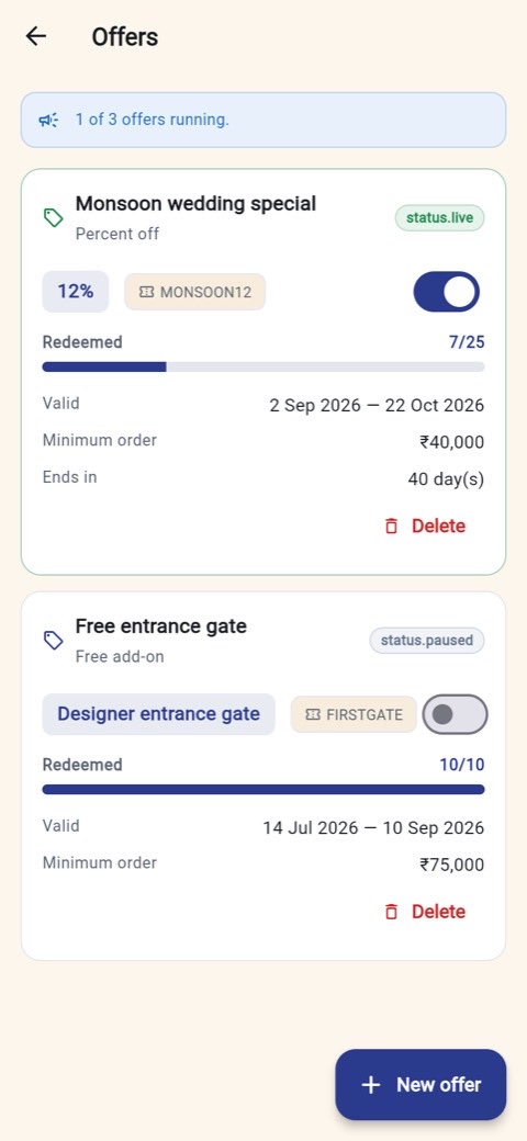 Offers with redemption counts and validity windows