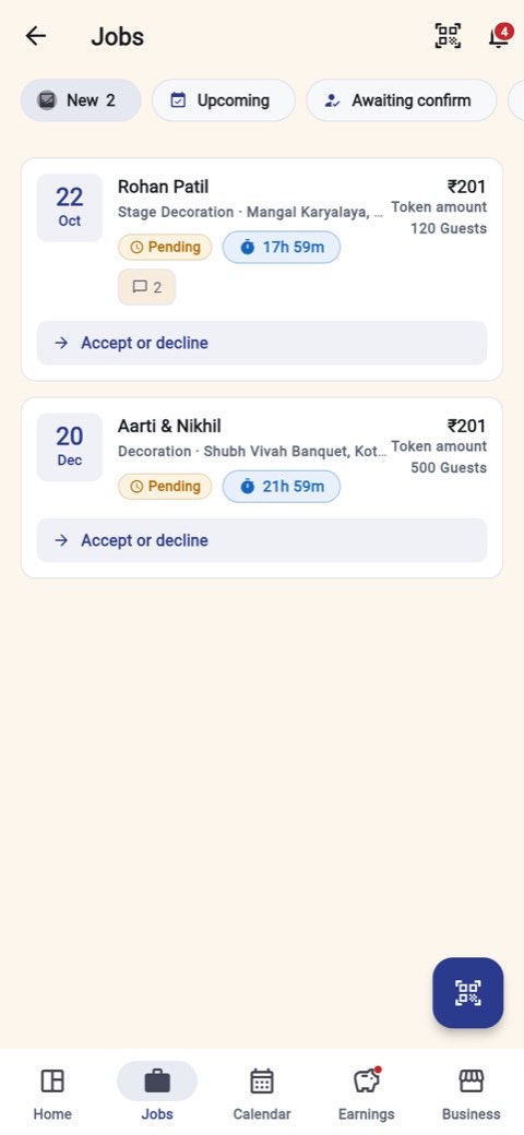The job pipeline with pending requests and their countdowns