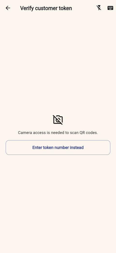 The token verification screen offering a QR scan or manual token entry